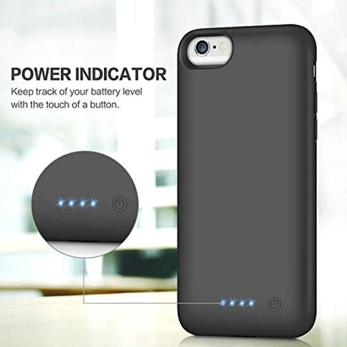Mbuynow Coque Batterie iPhone 6-6S-7-8 Batterie de Secours Chargeur Portable Batterie Externe Chargeur de Protection Power Bank pour Iphone 4.7 Pouces 