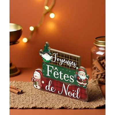 ANIUHL Lot De 3 Décorations De Table De Noël En Bois Avec Père Noël, Bonhomme De Neige, Flocons De Neige, Centre De Table Pour La Maison, Le Bureau, La Fête