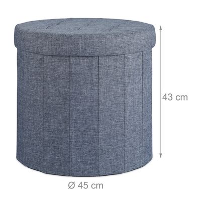 Pouf Gonflable Bleu Relaxdays - Tabouret Extérieur Pour Jardin, Balcon, Camping - 56x26 Cm, Charge 120 Kg