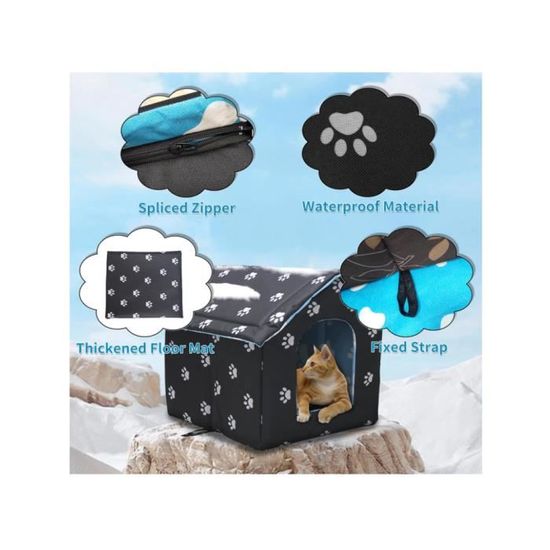 Maison Pour Chat Extérieur, Hiver Chat Cabane Niche, Facile À Laver