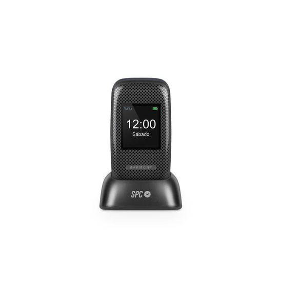SPC Magnus Klapmobiele telefoon voor ouderen met grote toetsen, afstandsbediening configuratie, compatibel met hoofdtelefoon, hoog volume, dubbel display, SOS-knop, USB-C-laadstation, zwart