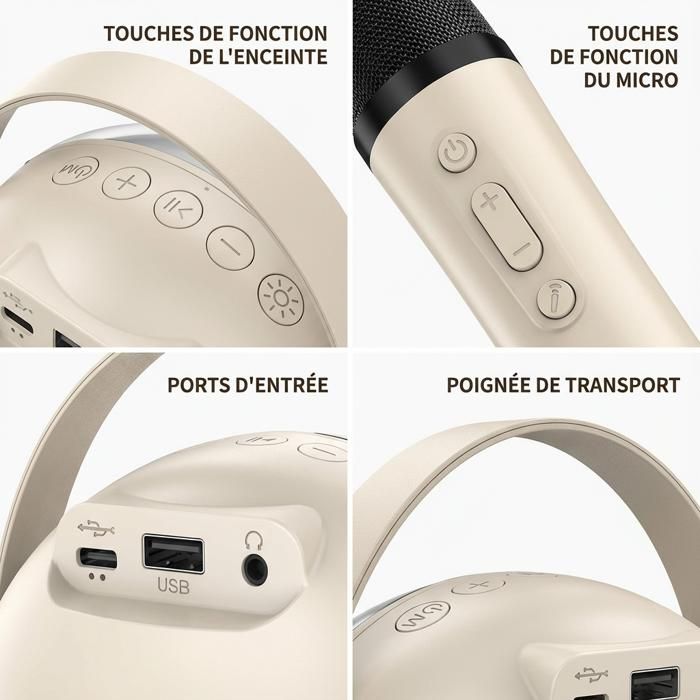 Karaoke Enfant avec 1 Microphones CDISPLAY Microphone Karaoké sans Fil