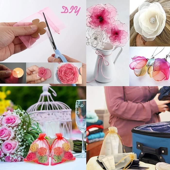 Lot De 100 Sachets En Organza - 7x9 Cm, 10 Couleurs, Pour Cadeaux De Noël, Mariage, Fêtes