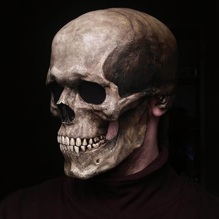 Masque de tête de mort à mâchoire mobile , décoration d'halloween