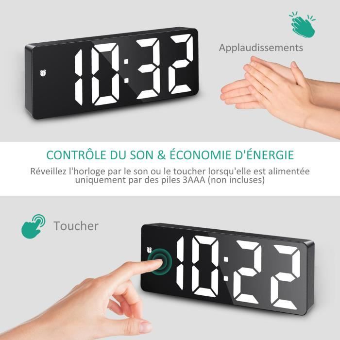 Réveil Lumineux RGB Avec Veilleuse 7 Couleurs - Commande Vocale, Alarme Double Mode