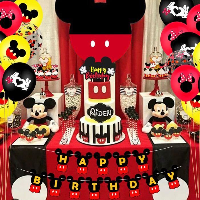 FIGURINE DECOR DE GATEAU,1pcs Cake flag--Décoration de fête jetable Mickey  Mouse, fournitures de fête'anniversaire pour enfants, déc - Cdiscount Maison