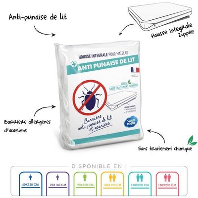 Housse Matelas Anti-Punaises Sweet Night 70x140cm | Stop Acariens | Épaisseur Max 15cm | Certifié Oeko-Tex