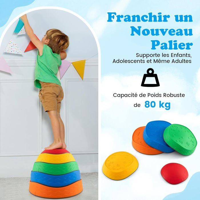 GOPLUS – 8 Pierres D'équilibre Tortue – Parcours Motricité – Antidérapant – Empilables – Intérieur/extérieur – Dès 3 Ans – 80 Kg Max