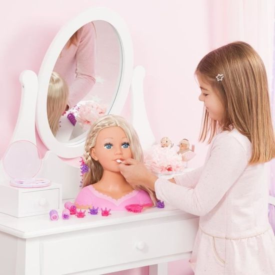 Tête à Coiffer Et Maquiller Bayer Design - Cheveux Blonds - 27cm Avec Accessoires - Jeu Enfant