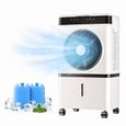 Climatiseurs Portables, Refroidisseur par évaporation, minuterie 12h , 3 Vitesses, Deux réservoirs d'eau de 14 L, avec télécommande