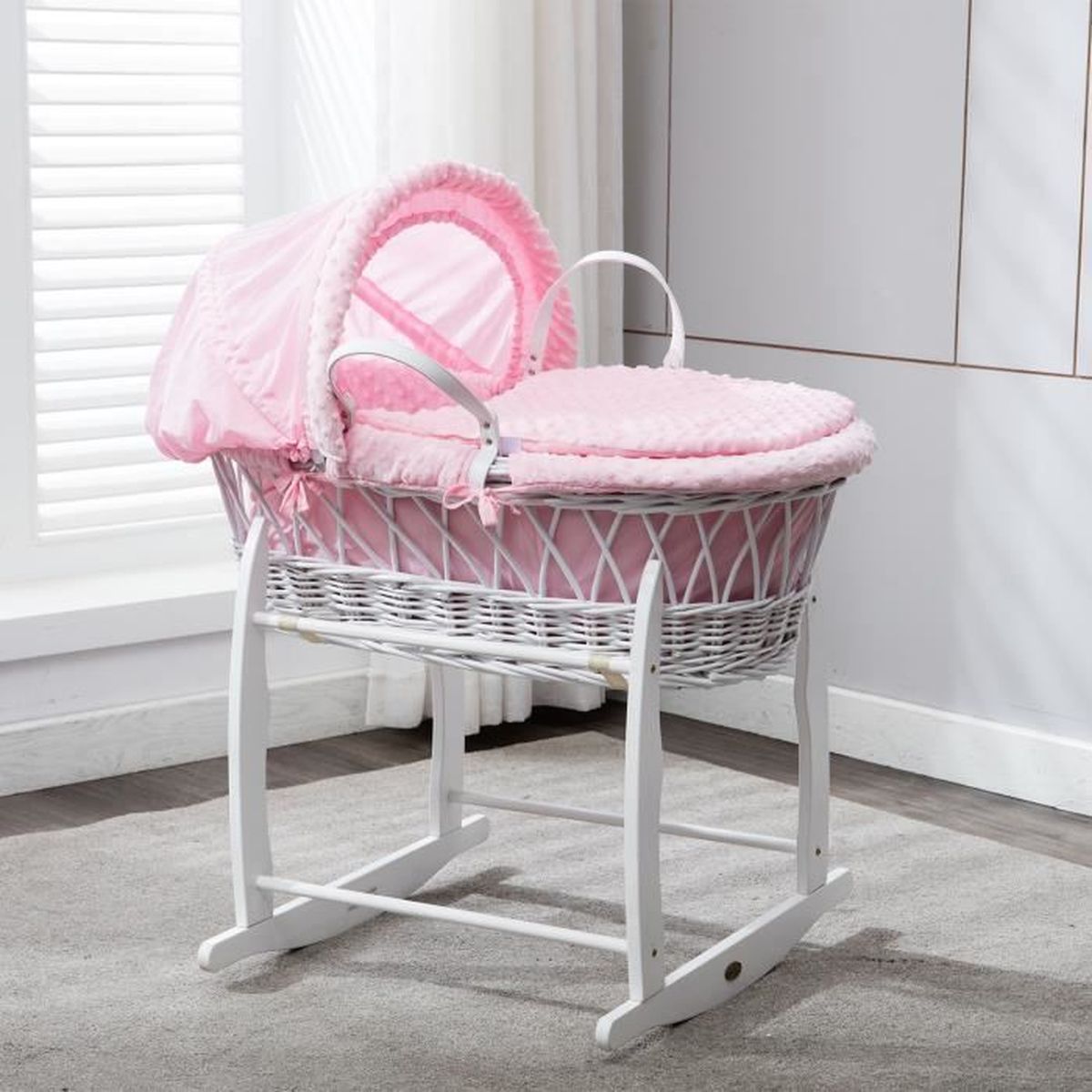 Mcc Ensemble Couffin En Osier Blanc Avec Matelas Habillage Couleur Rose Coton Gaufre Et Pied De Couffin A Bascule Cdiscount Puericulture Eveil Bebe Mcc Ensemble Couffin En Osier Blanc Avec Matelas Habillage Couleur Rose Coton Gaufre Et Pied De Couffin A Bascule Cdiscount Puericulture Eveil Bebe