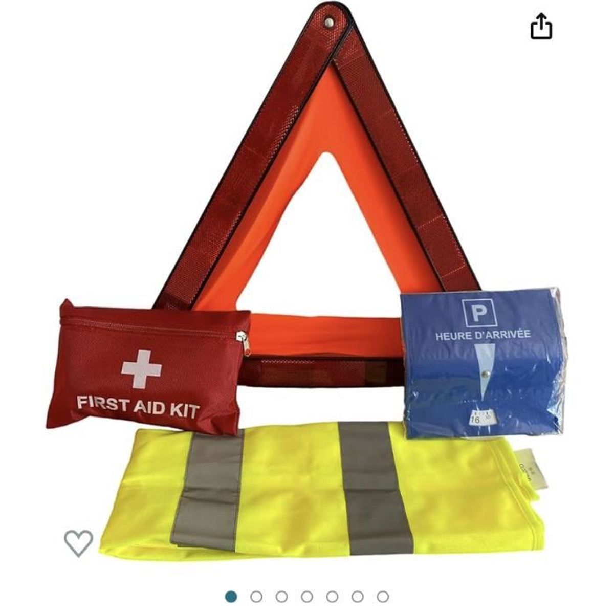Kit Sécurité Voiture : Triangle Réfléchissant, Gilet Jaune, Disque Bleu - 3 Pièces, Conforme Normes