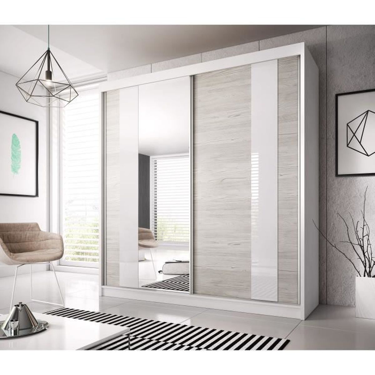 Armoire Contemporaine Coulissante 2 Portes Madison Achat Vente