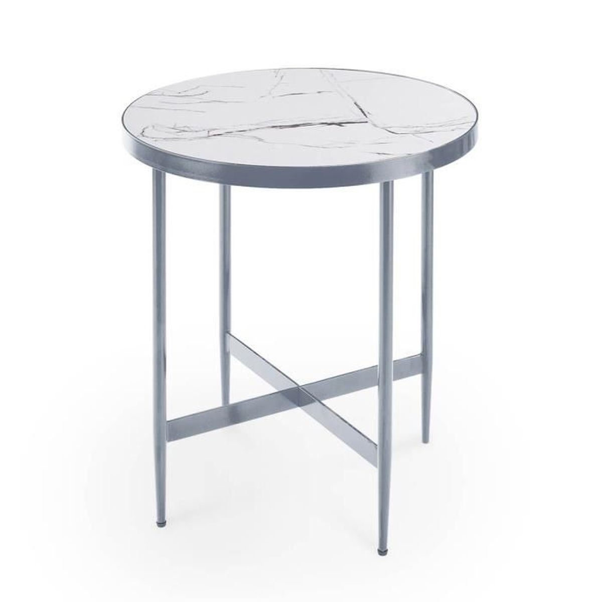 Table D Appoint En Bois Mdf Imitation Marbre Et Pieds Metal Salome Achat Vente Table D Appoint Table D Appoint En Verre Im Cdiscount