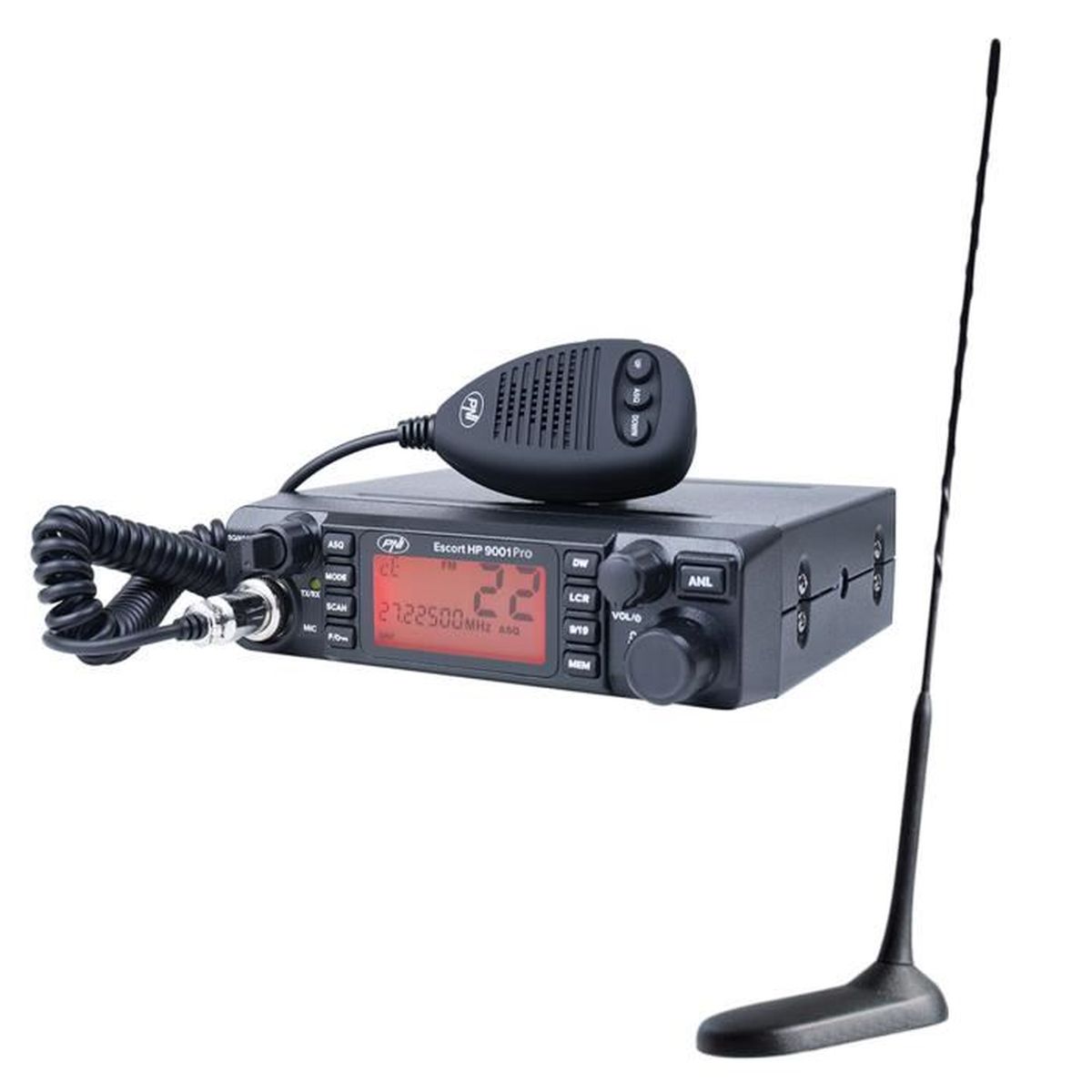 PNI Escort HP 8000L CB Radio Met Instelbare ASQ + PNI Extra 48 Antenne - Complete Kit Met Sigarettenaansteker