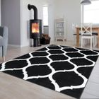 TAPISO Luxury Tapis de Salon Chambre Design Moderne Noir Blanc Treillis Marrocain Très Doux Fin 250x350 cm