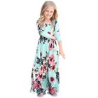 ZEWOW Robe Longue Fille Impression Robe Légère Pour Fille 2-10 ans - Vert