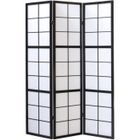 PEGANE Paravent japonais grands carreaux bois noir et papier de riz - 3 pans - Dim : H 178,6