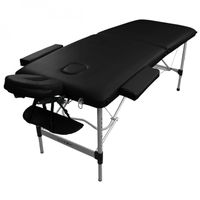 Table de massage pliante 2 zones en aluminium + Accessoires et housse de transport - Noir - Vivezen
