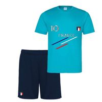 Ensemble short et maillot de France enfant bleu turquoise