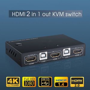 KVM Switch HDMI 2 Port, Commutateur KVM HDMI USB 4K@ 60Hz pour 2 PC  Partageant 1 moniteur, Clavier, Souris, Imprimante, Ultra HD, 3 USB 2.0,  avec 2