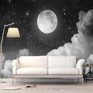 OBJET DÉCORATION MURALE Papier Peint Chambre D'Enfant Nuages Blancs Lune C
