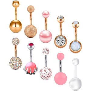 12Pc 316 L acier chirurgical cristal strass Belly Button Navel Bar Ring Piercing 
