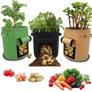 Sacs de culture de pommes de terre Pe Planteur de légumes Sac de culture  Bricolage Tissu Grow Pot Pot de jardin extérieur Outils de jardin Jardin  Végétal Jardin 1-12 Gallons