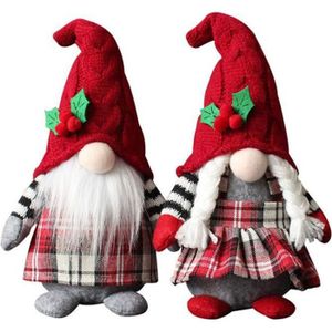 PERSONNAGES ET ANIMAUX Christmas Gnome Santa Santa Blessu Spouse Peluche Décorations à carreaux NaRF NaRF Style3 2pcs