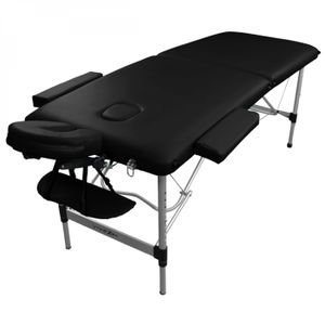 TABLE DE MASSAGE - TABLE DE SOIN Table de massage pliante 2 zones en aluminium + Accessoires et housse de transport - Noir - Vivezen