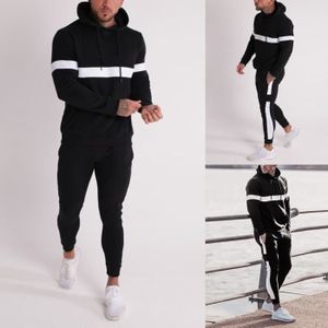 SURVÊTEMENT Survêtement de sport pour hommes - Automne Hiver - Patchwork - Manches longues - Noir - Fitness - Respirant