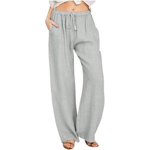 Pantalon Fluide Femme à Rayures Taille Haute - Taille élastique 7/8, Cordon De Serrage, Deux Poches