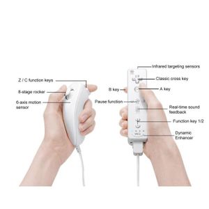 CONSOLE WII 2 en 1 télécommande pour Nunchuck Télécommande Wii gauche + étui pour Wii poignée accélérateur intégré - bleu