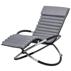 CHAISE LONGUE Chaise Longue à Bascule Pliable Rocking Chair Design Contemporain - OUTSUNNY - Gris - Métal - Pliant