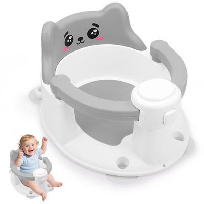 Baignoire Bébé Avec Siège Siège De Bain Bébé 6+ Mois - Antidérapant 4 Ventouses - Ergonomique Gris - Pour Baignoire Ou Douche Siège Baignoire Antidérapant