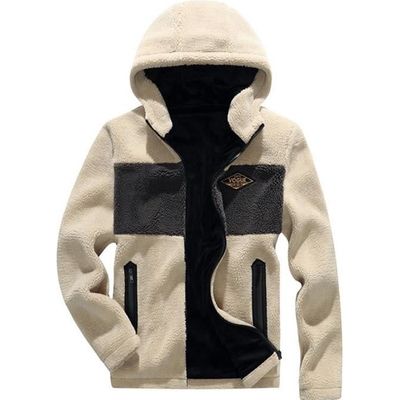 Veste Polaire Homme Avec Capuche - Chaude Et Doublée - Pour L'Hiver (85% Polyester, 15% Coton) - Taille Régulière