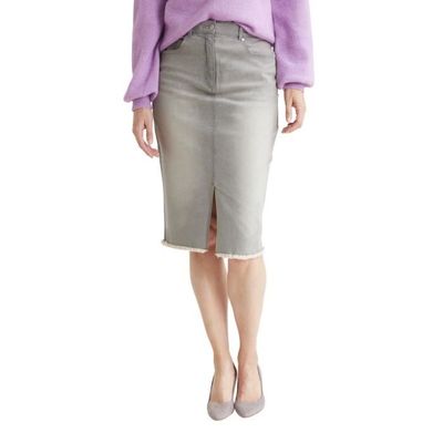 KOCOON by Daxon Jupe denim extensible coupe droite Gris Gris