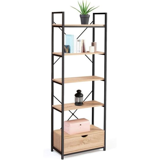 Libreria effetto legno tinto noce, 9 scomparti