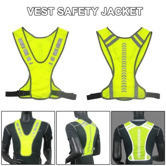 GOGO Gilet De Sécurité Réfléchissant Haute Visibilité - Jogging Vélo Course Nuit - Taille Unique Vert Néon