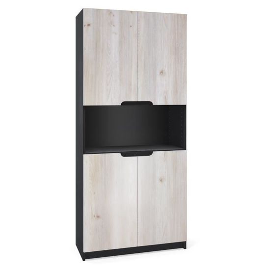 Vladon Armoire de bureau Rangement Logan V2 Corps en Noir mat