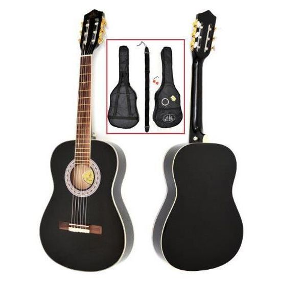 ts-ideen 4/4 Guitare acoustique noir avec accessoire de touche en palissandre 