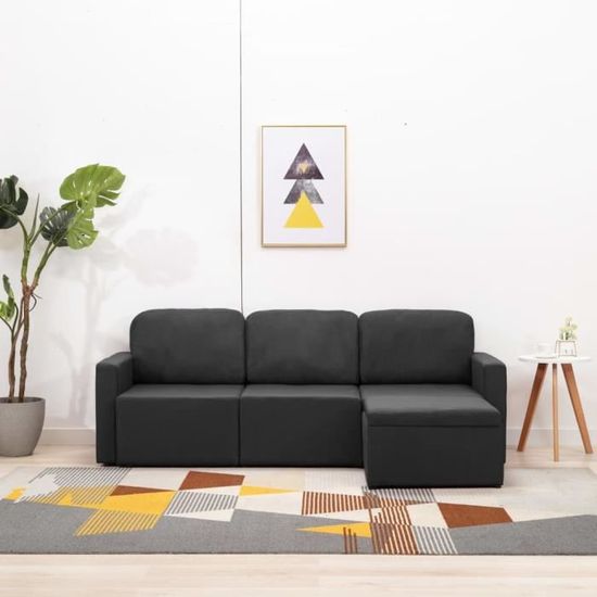 7316Magic® Canapé d'angle Réversible Convertible,Canapé-lit modulaire 3 places,Sofa de salon Confortable Gris foncé Tissu