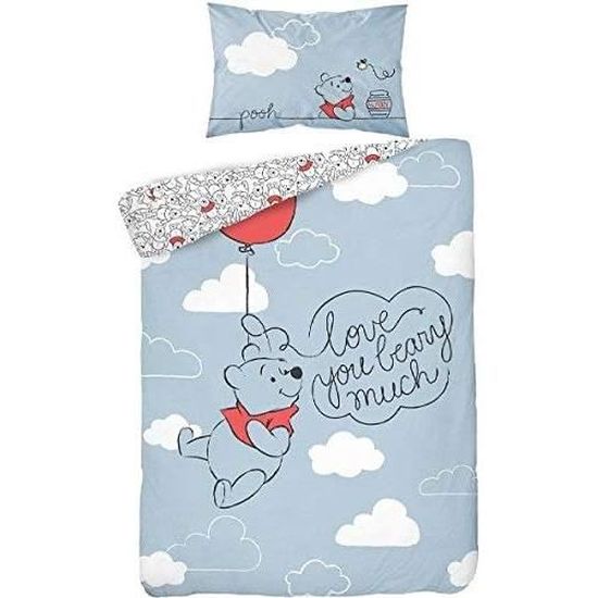 Winnie L Ourson Parure De Lit Bebe 100 Coton Housse De Couette Taie 140x0cm 243 Cdiscount Maison