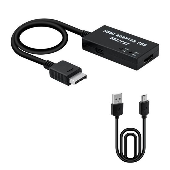 Convertisseur de adaptateur vidéo HDMI HDTV multifonctionnel pour PS1/PS2, Connectez la console PS2/PS1 au téléviseur HD