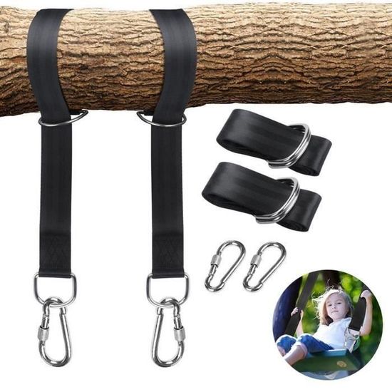 Lot De 2 Sangles Hamac Suspendu Ultra Résistant Kit De Fixation Corde Balançoire Hamac Arbre 5