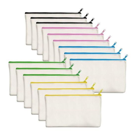 10 Pèces Tole Verge Sacs à Cosmétques Sacs à Fermeture éclar Crayon Sacs Blanc Brcolage