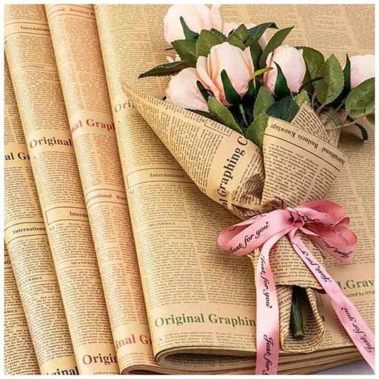 Papier Cadeau Vintage Gemma Junior - Années 90 - Motif Fleurs Barbie - Rare