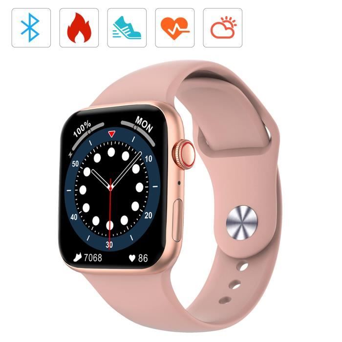Montre Connectée Femmes Homme, 1.72 pouces bracelet Intelligent, Etanche IP68 Smartwatch Moniteur de Sommeil Fitness Tracker -Rose