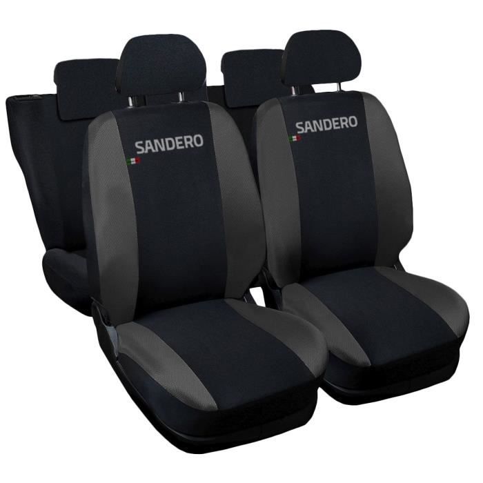 Housses de siège deux-colorés pour Dacia Sandero - noir gris foncè