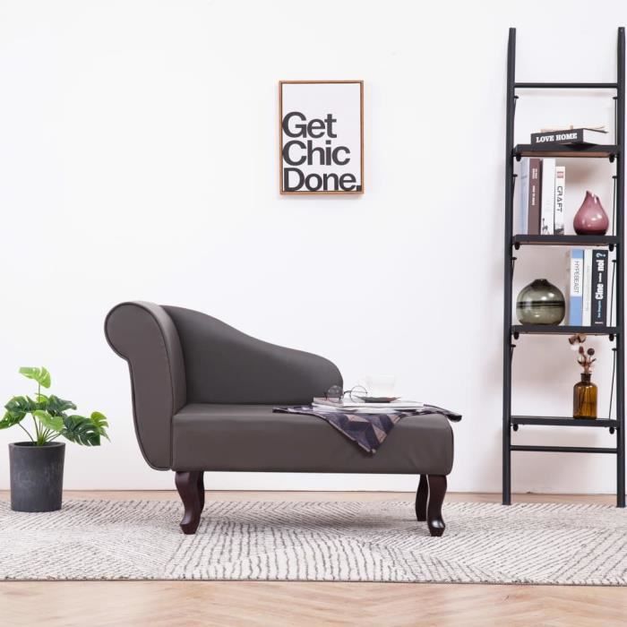 KING'5991Parfait Chaise longue Méridienne Scandinave & Confort - Chaise de Relaxation Fauteuil de massage Relax Massant Gris Similic